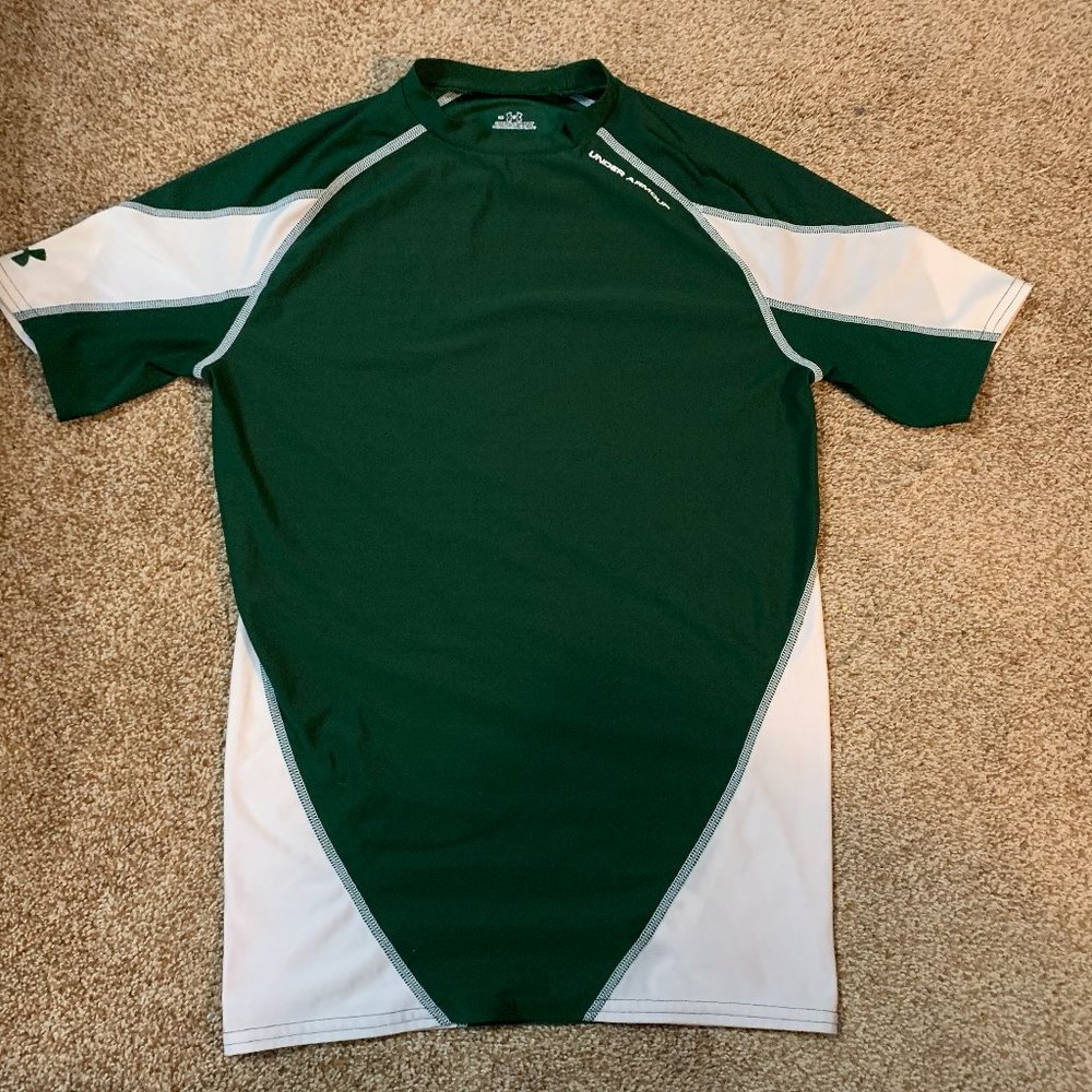 Youth Under Armour green short sleeve shirt L